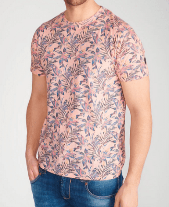 T-shirt Abel à motif tropical saumon
